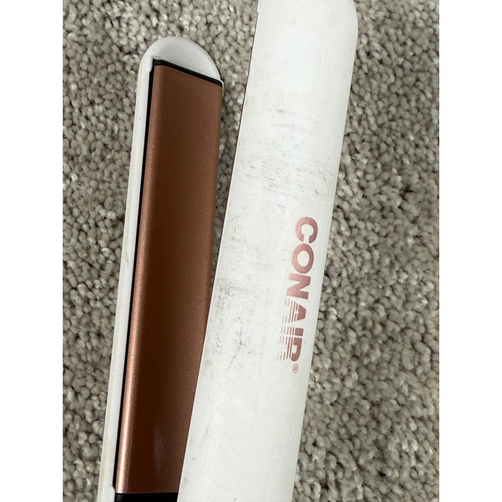 Conair CS221N 1" Double Ceramic Flat Iron Hair Straightener White Styling Tool - Picture 7 of 8